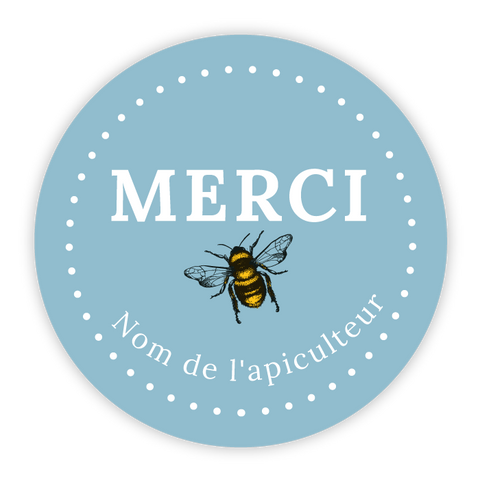 Étiquette ronde 30x30mm | Merci bleu