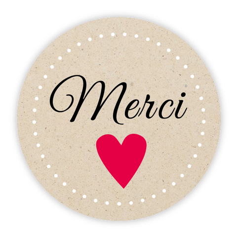 Étiquette ronde 30x30mm | Merci Coeur