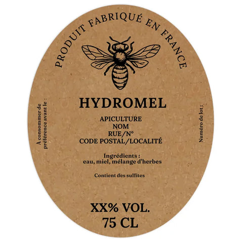 Naturelle Nadia –  Étiquette hydromel 75 cl – 80 × 100 mm ovale