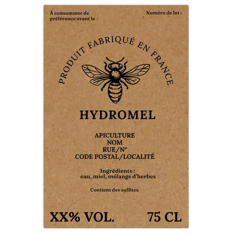 Naturelle Nadia –   Étiquette hydromel 75 cl – 65 × 100 mm rectangulaire
