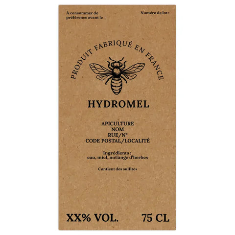Naturelle Nadia –   Étiquette hydromel 75 cl – 65 × 125 mm rectangulaire