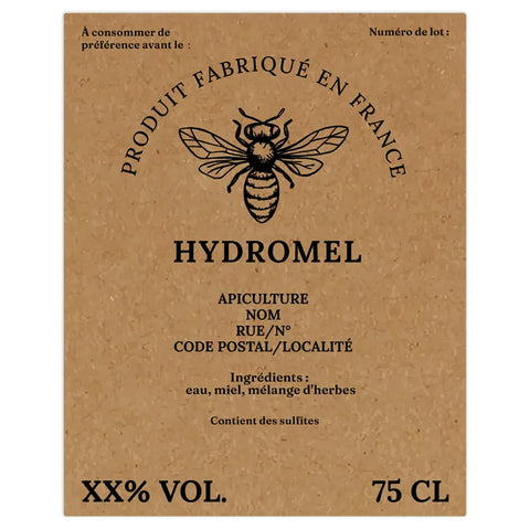 Naturelle Nadia –   Étiquette hydromel 75 cl – 80 × 100 mm rectangulaire