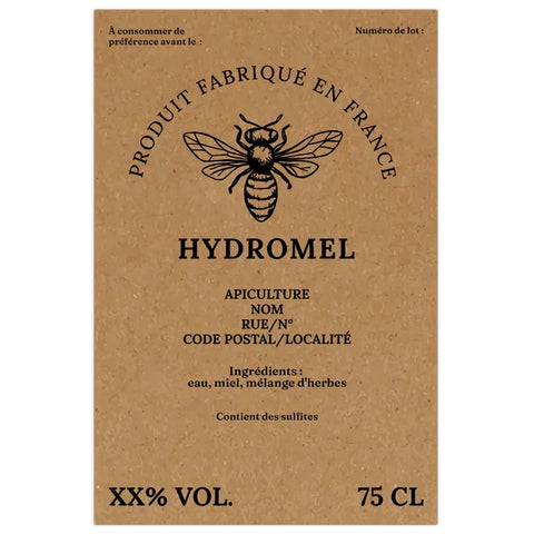 Naturelle Nadia –  Étiquette hydromel 75 cl – 80 × 120 mm rectangulaire