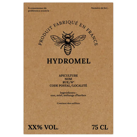 Naturelle Nadia –  Étiquette hydromel 75 cl – 85 × 125 mm rectangulaire