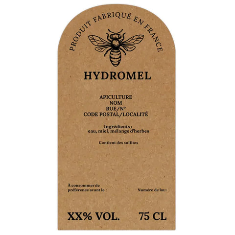 Naturelle Nadia – Étiquette hydromel Étiquette hydromel 75 cl – 65 × 125 mm rectangulaire à coins arondis