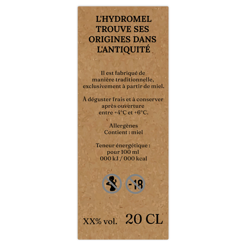 Naturelle Nadia –  Étiquette arrière hydromel 20 cl – 35 × 90 mm rectangulaire