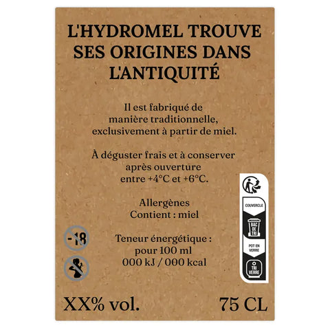 Naturelle Nadia – Étiquette arrière hydromel 75 cl – 70 × 100 mm rectangulaire