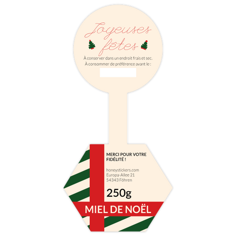 Festif Félix – Étiquette de scellage hexagone 250g