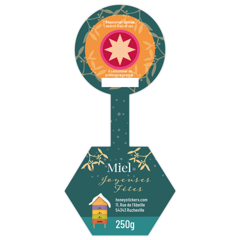 Hivernal Henri – Étiquette de scellage hexagone 250g