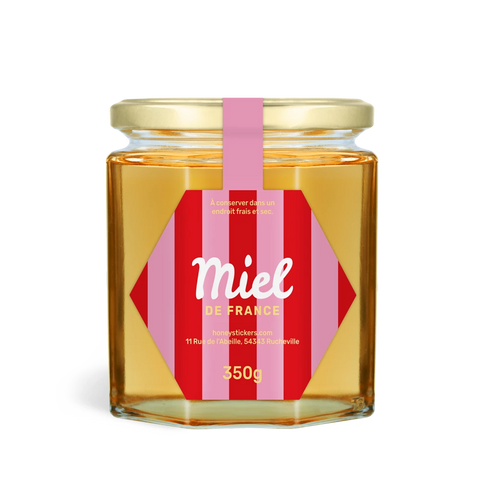 Rayonnante Rosalie – Étiquette de scellage hexagone 350g