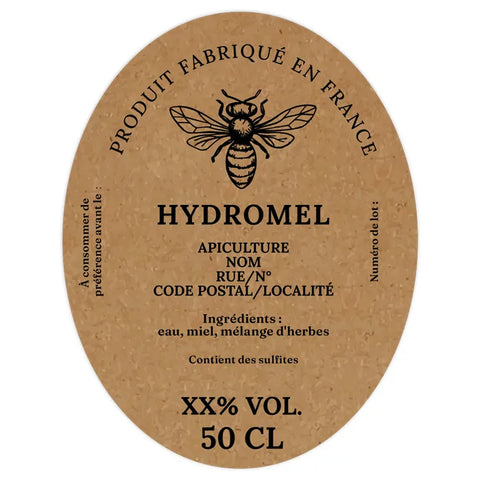 Naturelle Nadia –  Étiquette hydromel 50 cl – 70 × 90 mm ovale