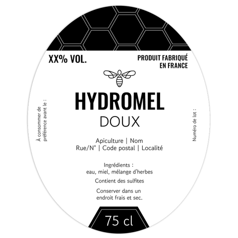 Moderne Marlo –  Étiquette hydromel 75 cl – 80 × 100 mm ovale