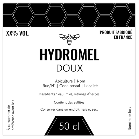 Moderne Marlo –  Étiquette hydromel 50 cl – 80 × 80 mm carrée