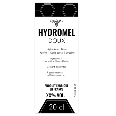 Moderne Marlo –  Étiquette hydromel 20 cl – 35 × 90 mm rectangulaire