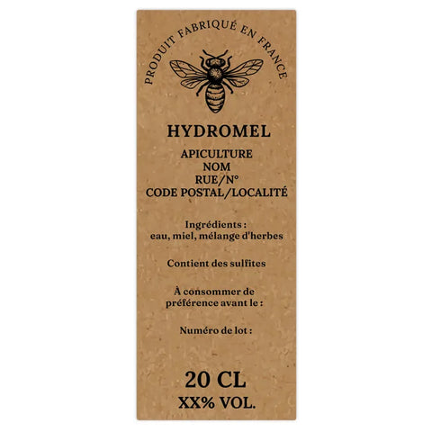 Naturelle Nadia –  Étiquette hydromel 20 cl – 35 × 90 mm rectangulaire