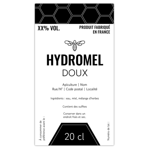 Moderne Marlo – Étiquette hydromel 20 cl – 50 × 90 mm rectangulaire