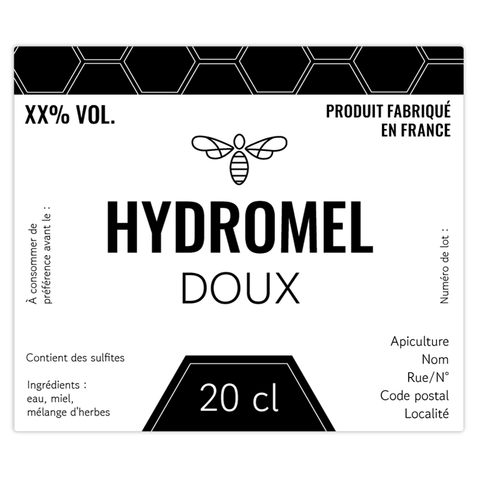 Moderne Marlo – Étiquette hydromel 20 cl – 70 × 60 mm rectangulaire