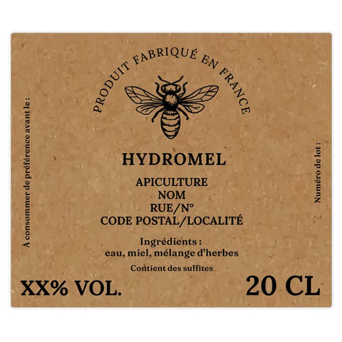 Naturelle Nadia – Étiquette hydromel 20 cl – 70 × 60 mm rectangulaire