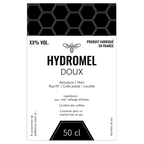 Moderne Marlo –  Étiquette hydromel 50 cl – 65 × 100 mm rectangulaire