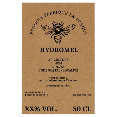 Naturelle Nadia –  Étiquette hydromel 50 cl – 65 × 100 mm rectangulaire
