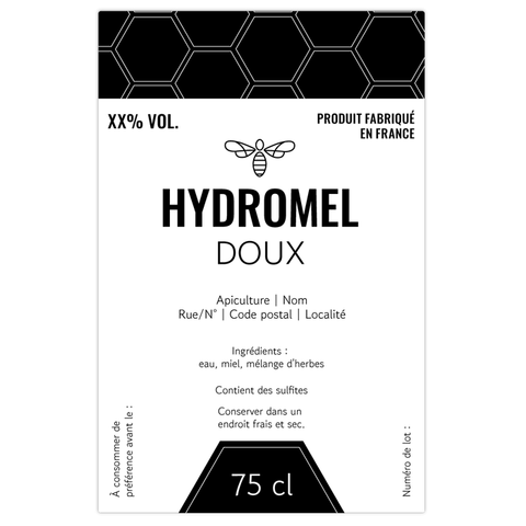 Moderne Marlo –   Étiquette hydromel 75 cl – 65 × 100 mm rectangulaire