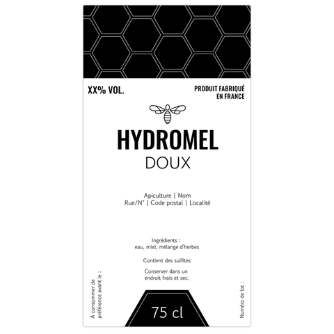 Moderne Marlo –   Étiquette hydromel 75 cl – 65 × 125 mm rectangulaire
