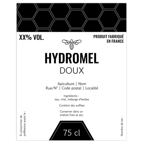 Moderne Marlo –   Étiquette hydromel 75 cl – 80 × 100 mm rectangulaire
