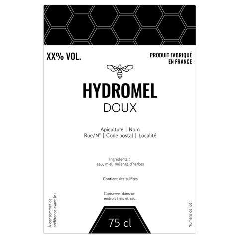 Moderne Marlo –  Étiquette hydromel 75 cl – 80 × 120 mm rectangulaire