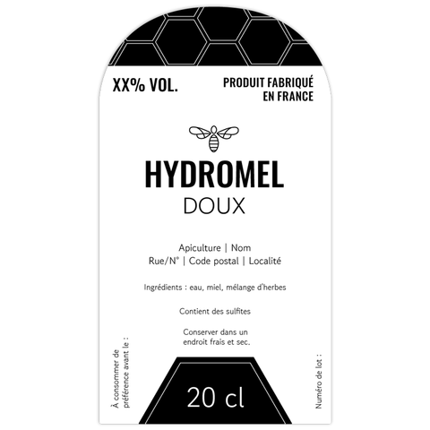 Moderne Marlo – Étiquette hydromel 20 cl – 50 × 90 mm rectangulaire à coins arondis