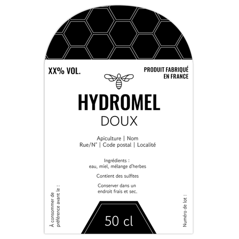 Moderne Marlo – Étiquette hydromel Étiquette hydromel 50 cl – 65 × 100 mm rectangulaire à coins arondis