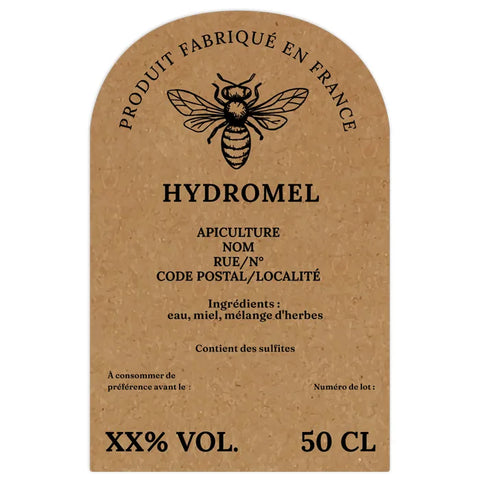 Naturelle Nadia – Étiquette hydromel Étiquette hydromel 50 cl – 65 × 100 mm rectangulaire à coins arondis