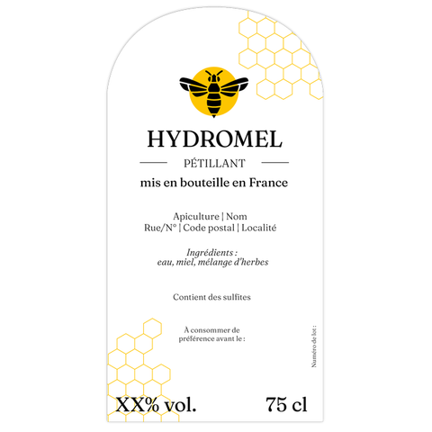 Charmant Charly – Étiquette hydromel Étiquette hydromel 75 cl – 65 × 125 mm rectangulaire à coins arondis