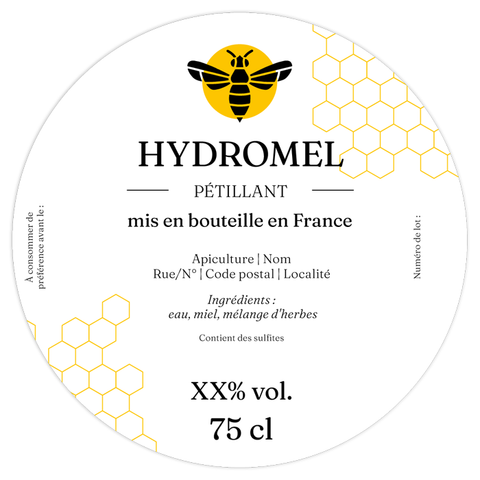 Charmant Charly –  Étiquette hydromel 75 cl – 90 × 90 mm ronde