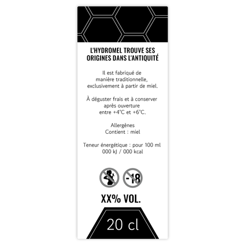 Moderne Marlo –  Étiquette arrière hydromel 20 cl – 35 × 90 mm rectangulaire