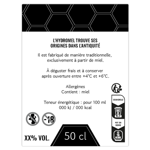 Moderne Marlo – Étiquette arrière hydromel 50 cl – 60 × 80 mm rectangulaire