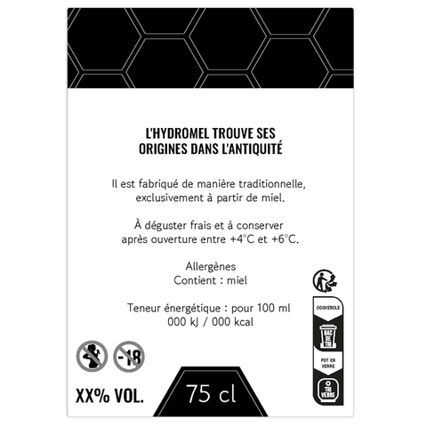 Moderne Marlo – Étiquette arrière hydromel 75 cl – 70 × 100 mm rectangulaire