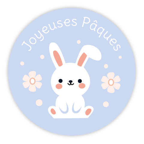 Étiquette ronde 40x40mm | Lapin de Pâques