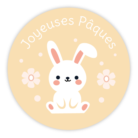 Étiquette ronde 40x40mm | Lapin de Pâques