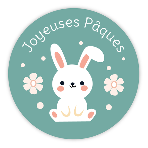 Étiquette ronde 40x40mm | Lapin de Pâques