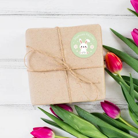 Étiquette ronde 40x40mm | Lapin de Pâques