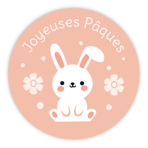 Étiquette ronde 40x40mm | Lapin de Pâques