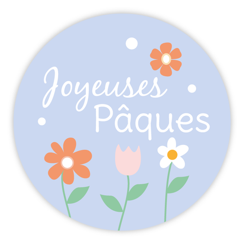 Étiquette ronde 40x40mm |  Fleurs de Pâques