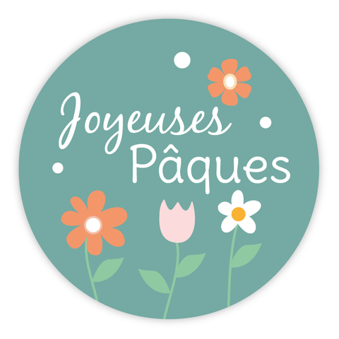 Étiquette ronde 40x40mm |  Fleurs de Pâques