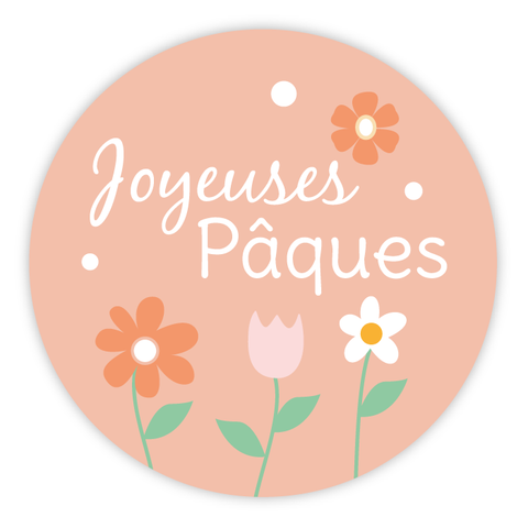 Étiquette ronde 40x40mm |  Fleurs de Pâques