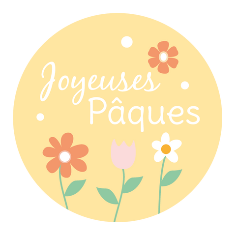 Étiquette ronde 40x40mm |  Fleurs de Pâques