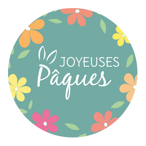 Étiquette ronde 40x40mm |  Couronne de Pâques