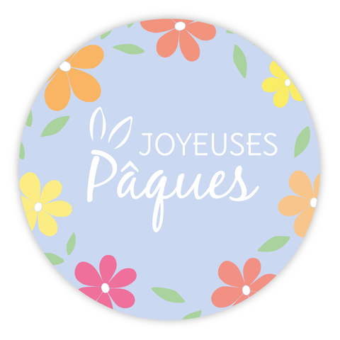 Étiquette ronde 40x40mm |  Couronne de Pâques