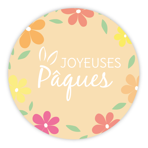 Étiquette ronde 40x40mm |  Couronne de Pâques