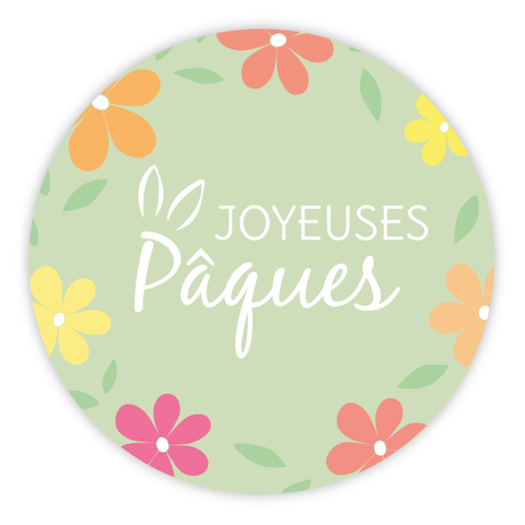 Étiquette ronde 40x40mm |  Couronne de Pâques