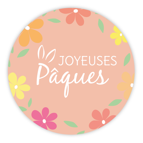 Étiquette ronde 40x40mm |  Couronne de Pâques